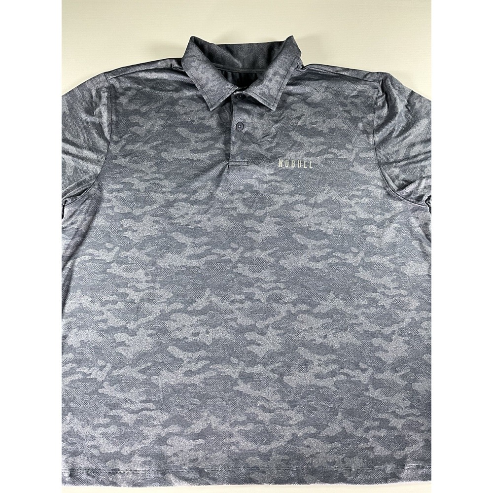 NOBULL Polo Shirt Mens 2XL Gray Camo Performance Stretch Athletic Golf Casual